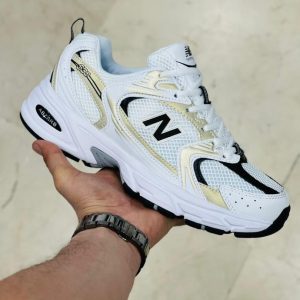 کتونی نیوبالانس530  |   Newbalance 530 سفیدمشکی طلایی